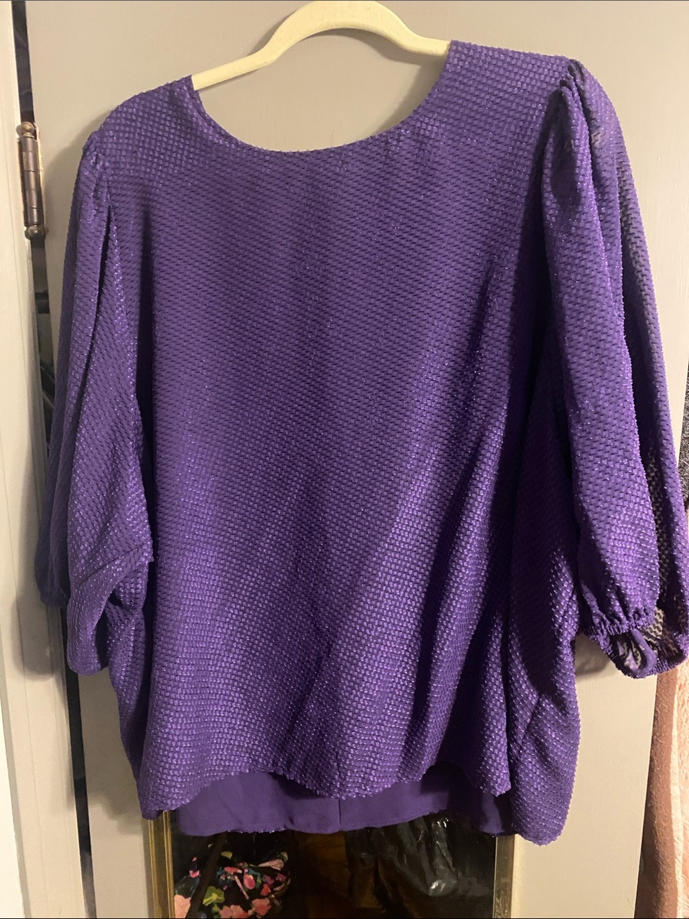 Calvin Klein Purple Textured Bubble-Sleeve Tunic